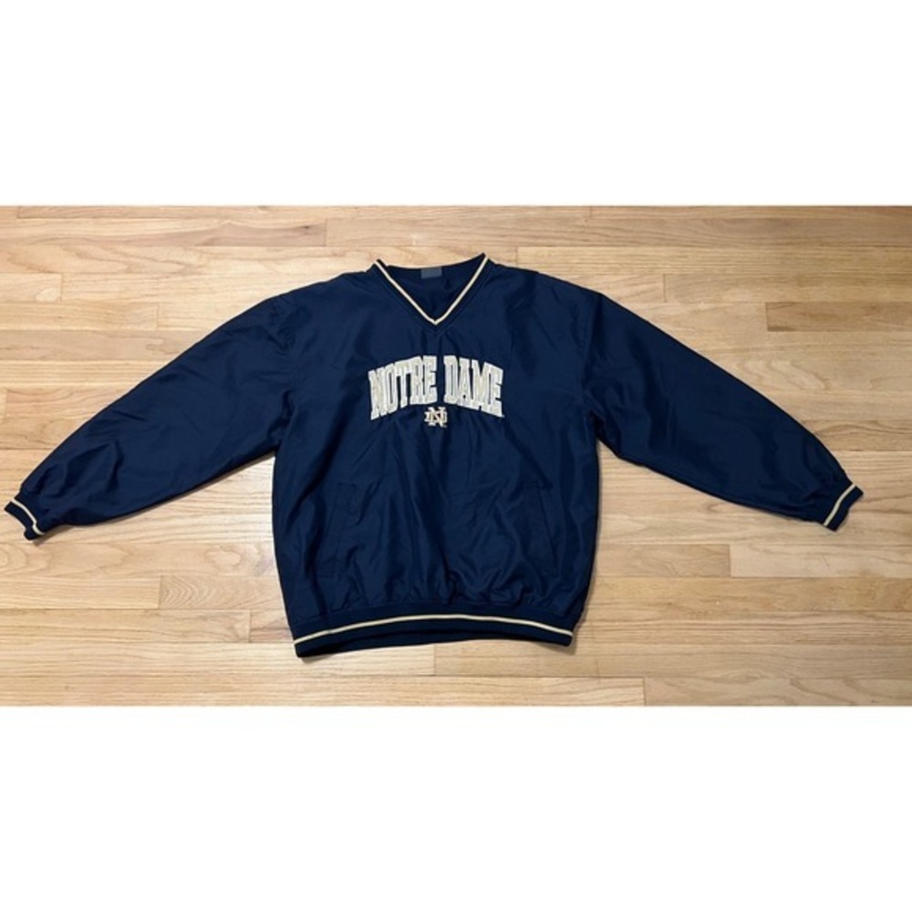 Pro Edge Notre Dame Fighting Irish Pullover Windbreaker Jacket L G Navy Gold
